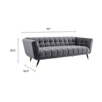 Adept Performance Velvet Sofa in Gray