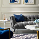 Adept Performance Velvet Sofa in Gray
