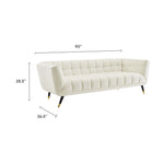 Adept Performance Velvet Sofa in Ivory