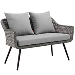 Endeavor 3 Piece Outdoor Patio Wicker Rattan Loveseat and Armchair Set in Gray Gray