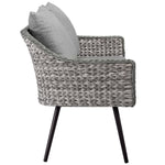 Endeavor 3 Piece Outdoor Patio Wicker Rattan Loveseat and Armchair Set in Gray Gray
