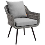 Endeavor 3 Piece Outdoor Patio Wicker Rattan Loveseat and Armchair Set in Gray Gray