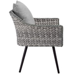 Endeavor 3 Piece Outdoor Patio Wicker Rattan Loveseat and Armchair Set in Gray Gray