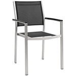 Shore 9 Piece Outdoor Patio Aluminum Dining Set in Silver Black
