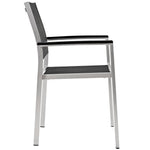 Shore 9 Piece Outdoor Patio Aluminum Dining Set in Silver Black