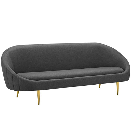 Sublime Vertical Curve Back Fabric Sofa in Gray