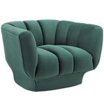 Entertain Vertical Channel Tufted Performance Velvet Armchair in Green