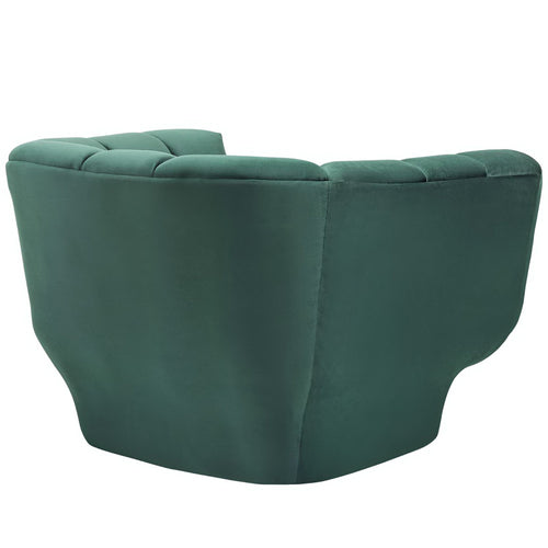 Entertain Vertical Channel Tufted Performance Velvet Armchair in Green