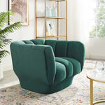 Entertain Vertical Channel Tufted Performance Velvet Armchair in Green