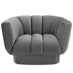 Entertain Vertical Channel Tufted Performance Velvet Armchair in Gray