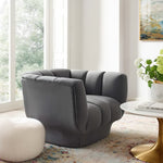 Entertain Vertical Channel Tufted Performance Velvet Armchair in Gray
