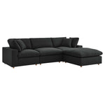 Commix 4 Piece Down Filled Overstuffed Sectional Sofa Set in Black