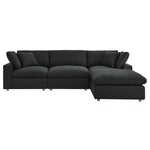 Commix 4 Piece Down Filled Overstuffed Sectional Sofa Set in Black