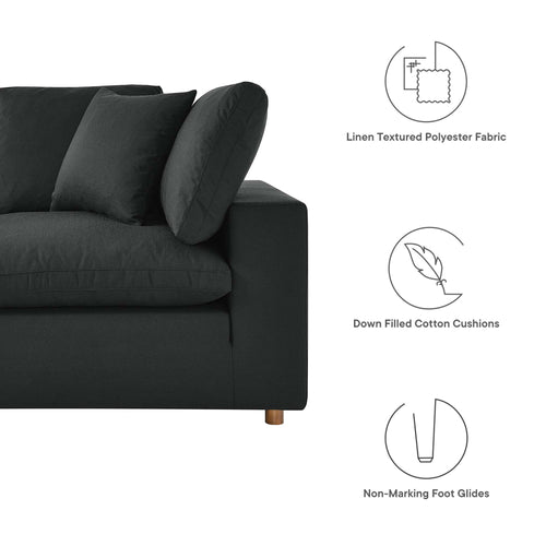 Commix 4 Piece Down Filled Overstuffed Sectional Sofa Set in Black