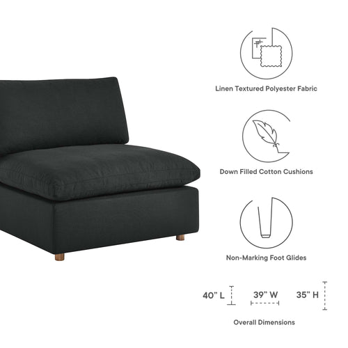 Commix 4 Piece Down Filled Overstuffed Sectional Sofa Set in Black