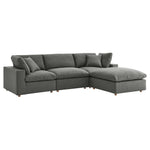 Commix 4 Piece Down Filled Overstuffed Sectional Sofa Set in Gray