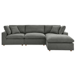 Commix 4 Piece Down Filled Overstuffed Sectional Sofa Set in Gray