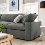 Commix 4 Piece Down Filled Overstuffed Sectional Sofa Set in Gray