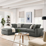 Commix 4 Piece Down Filled Overstuffed Sectional Sofa Set in Gray