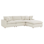 Commix 4 Piece Down Filled Overstuffed Sectional Sofa Set in Light Beige