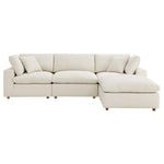 Commix 4 Piece Down Filled Overstuffed Sectional Sofa Set in Light Beige