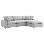 Commix 4 Piece Down Filled Overstuffed Sectional Sofa Set in Light Gray
