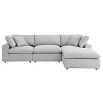 Commix 4 Piece Down Filled Overstuffed Sectional Sofa Set in Light Gray