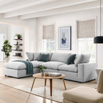 Commix 4 Piece Down Filled Overstuffed Sectional Sofa Set in Light Gray