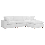 Commix 4 Piece Down Filled Overstuffed Sectional Sofa Set in Pure White