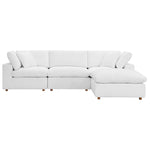 Commix 4 Piece Down Filled Overstuffed Sectional Sofa Set in Pure White