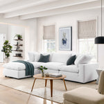 Commix 4 Piece Down Filled Overstuffed Sectional Sofa Set in Pure White
