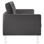 Loft Tufted Vegan Leather Sofa in Silver Gray