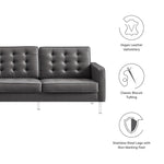 Loft Tufted Vegan Leather Sofa in Silver Gray