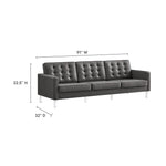 Loft Tufted Vegan Leather Sofa in Silver Gray