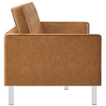 Loft Tufted Vegan Leather Sofa in Silver Tan
