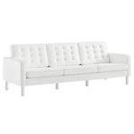 Loft Tufted Vegan Leather Sofa in Silver White