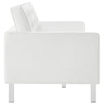 Loft Tufted Vegan Leather Sofa in Silver White