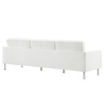 Loft Tufted Vegan Leather Sofa in Silver White