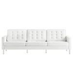 Loft Tufted Vegan Leather Sofa in Silver White