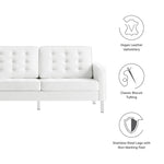 Loft Tufted Vegan Leather Sofa in Silver White