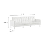 Loft Tufted Vegan Leather Sofa in Silver White