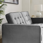 Loft Gold Stainless Steel Leg Performance Velvet Loveseat in Gold Gray