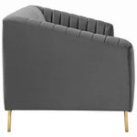 Valiant Vertical Channel Tufted Performance Velvet Sofa in Gray
