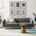 Valiant Vertical Channel Tufted Performance Velvet Sofa in Gray