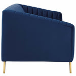 Valiant Vertical Channel Tufted Performance Velvet Sofa in Navy