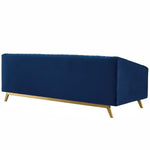 Valiant Vertical Channel Tufted Performance Velvet Sofa in Navy