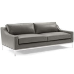 Harness 83.5" Stainless Steel Base Leather Sofa in Gray