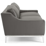 Harness 83.5" Stainless Steel Base Leather Sofa in Gray