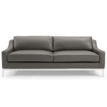 Harness 83.5" Stainless Steel Base Leather Sofa in Gray