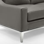 Harness 83.5" Stainless Steel Base Leather Sofa in Gray